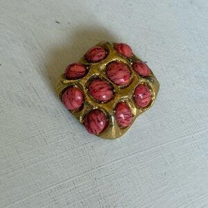 Orange/Salmon colored Retro style Brooch